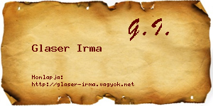 Glaser Irma névjegykártya